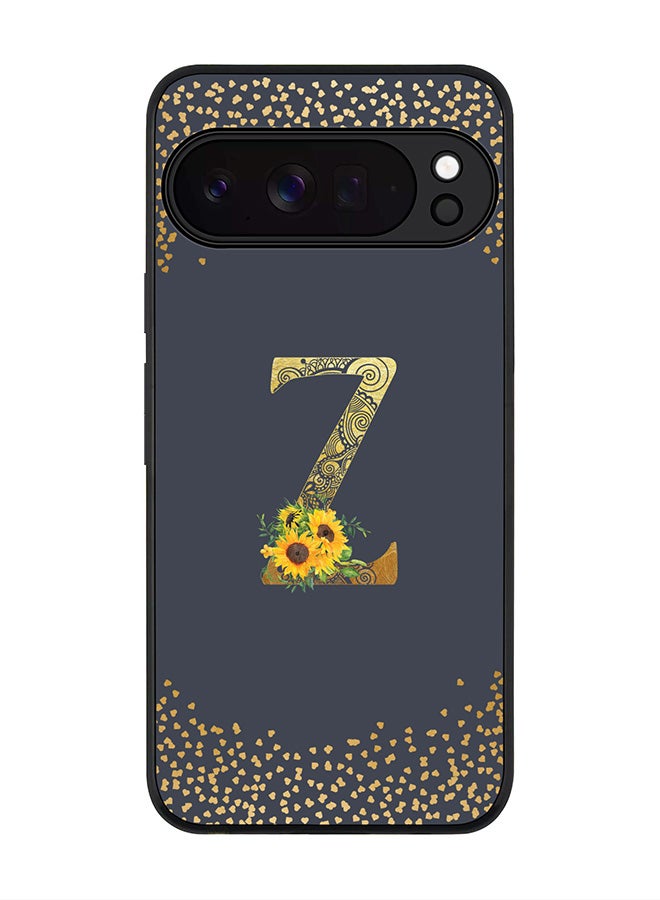 For Google Pixel 10 Pro Case,Slim fit Camera Protection, Shockproof Thin Phone cover  - Custom Floral Monogram - Z  (Grey )